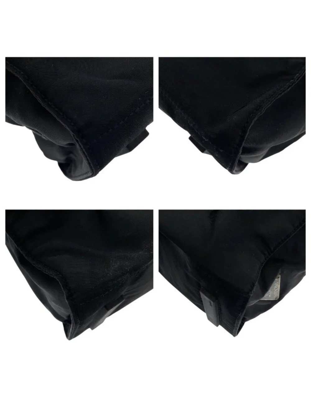 Prada Tessuto Black Silver Nylon Leather Tote Shoulder